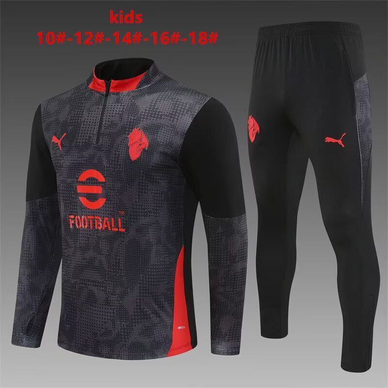 Kids AC Milan 25/26 Tracksuit - Black/Red